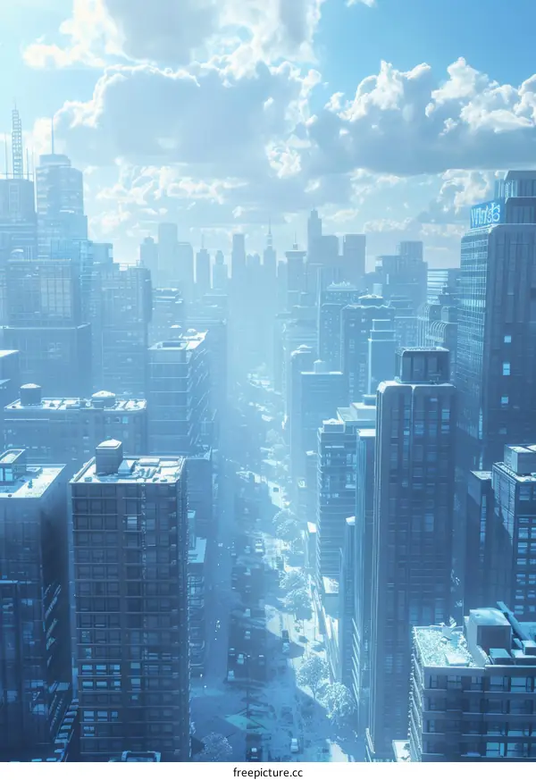 Snowy Futuristic Cityscape