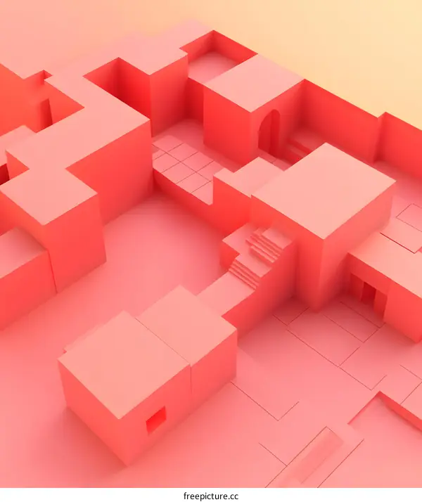 Abstract Pink 3D Geometric Shapes Minimalist Background