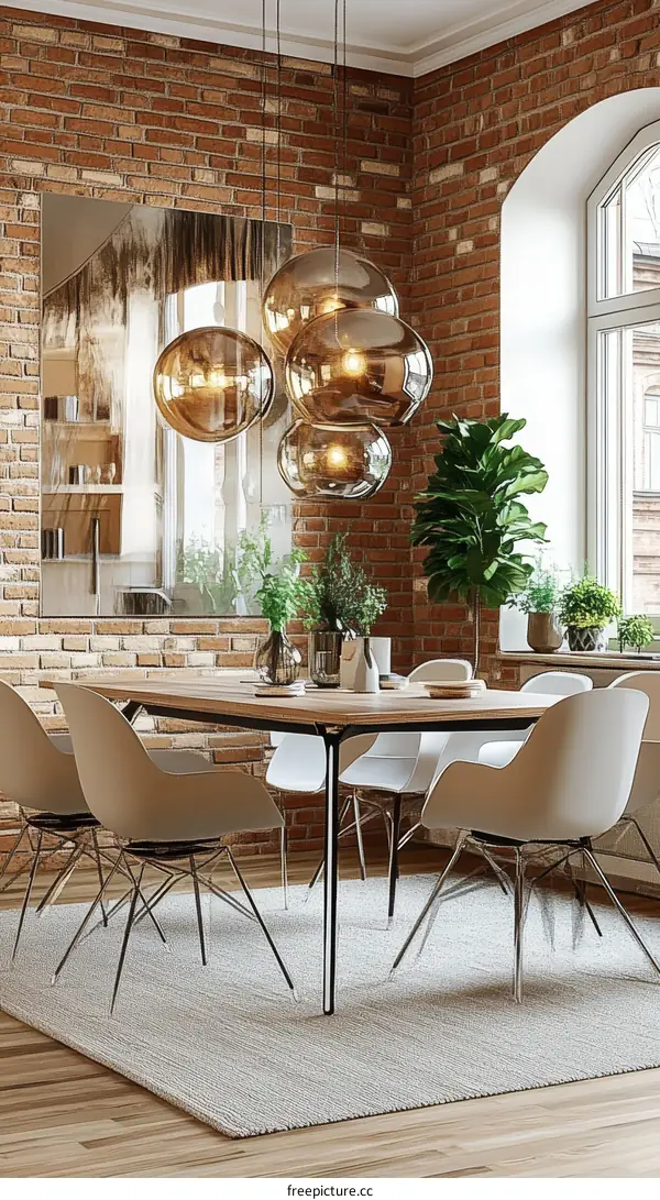 Modern Dining Room Interior Design with Pendant Lights
