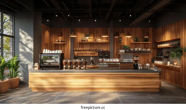 Modern Coffee Shop Interior Design Illustration