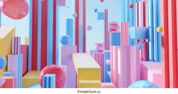 3D Abstract Geometric Shapes Background