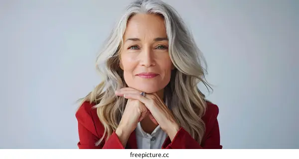 Portrait of a Middle Aged Woman with Gray Hair