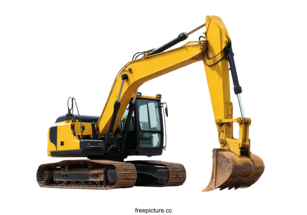 [Transparent Background PNG]Yellow Excavator Machine on White Background