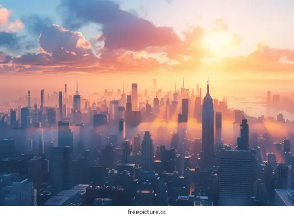 Sunrise over the New York City Skyline