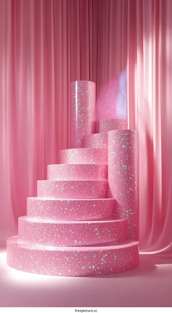 Pink Glitter Staircase Display Background