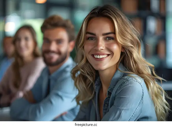 Smiling Woman Portrait with Blurry Background
