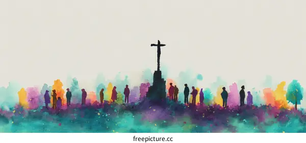 A Congregation of People Before a Cross