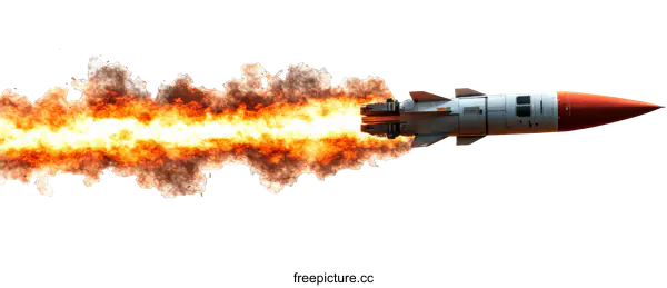 [Transparent Background PNG]Missile Launching with Fire and Smoke