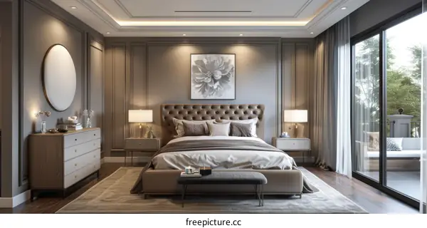 Elegant Modern Bedroom Interior Design Illustration