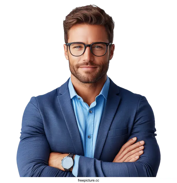 [Transparent Background PNG]Confident Businessman Portrait