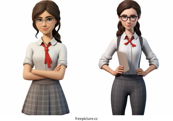 Two Young Students in School Uniforms with Crossed Arms