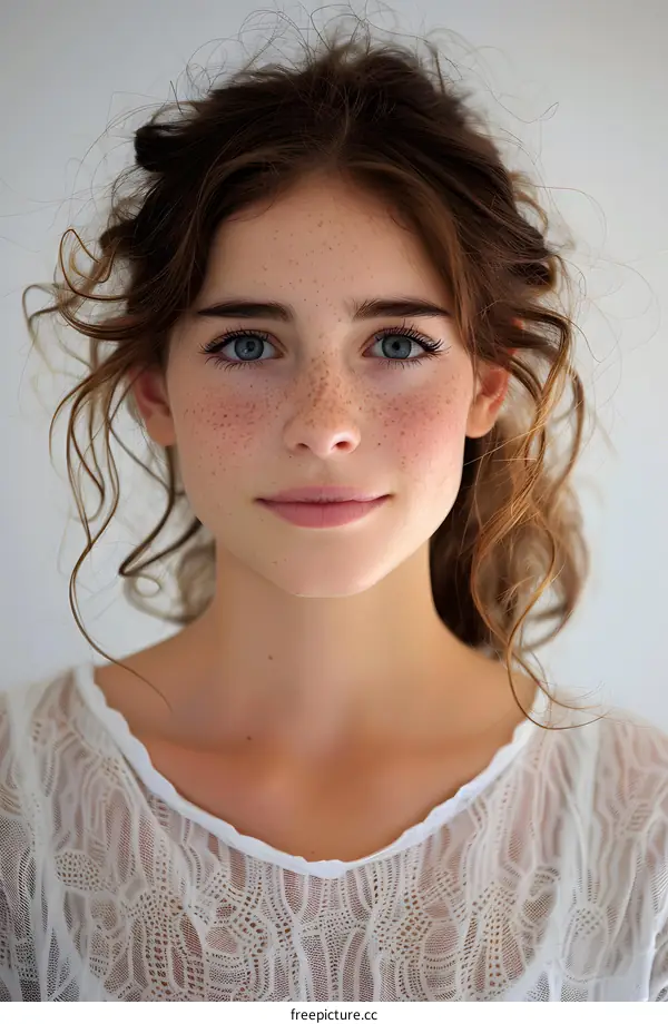 Portrait of a Young Woman with Freckles