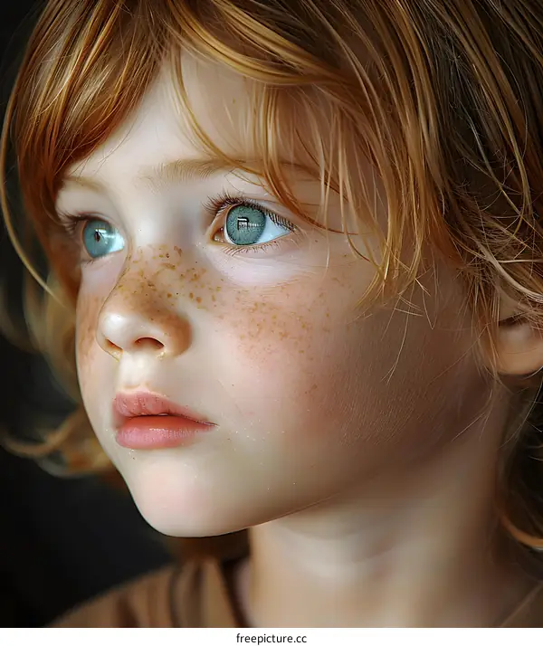 Portrait of a boy with red hair and freckles