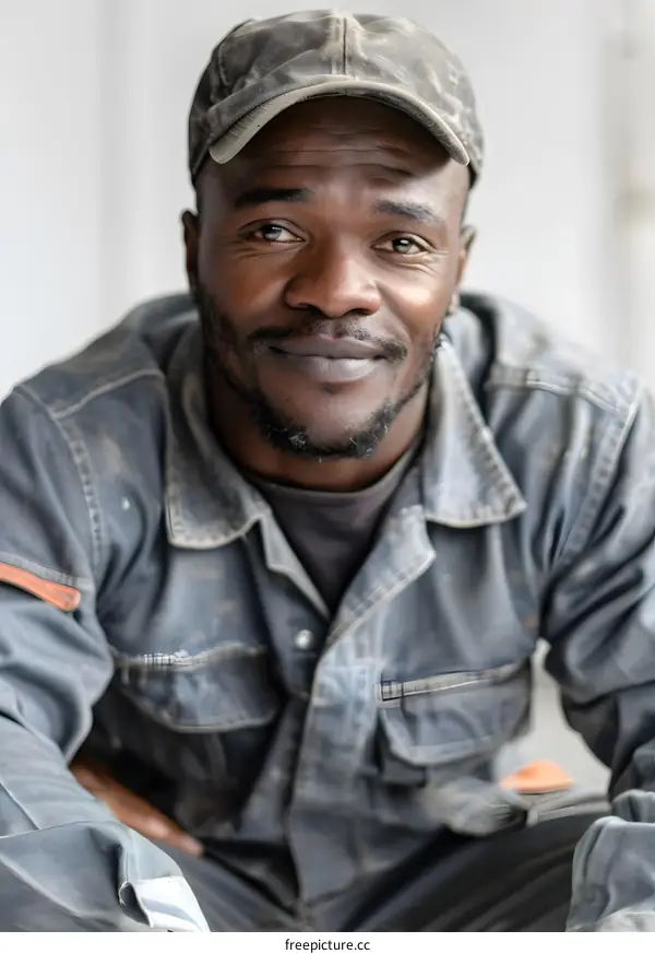 Portrait of a smiling African man wearing a cap