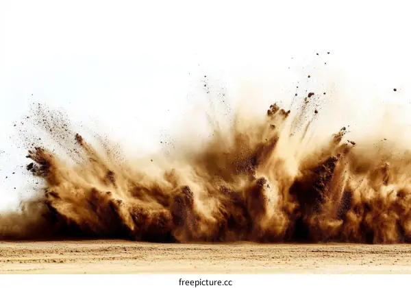 Explosive Dust Cloud Against White Background