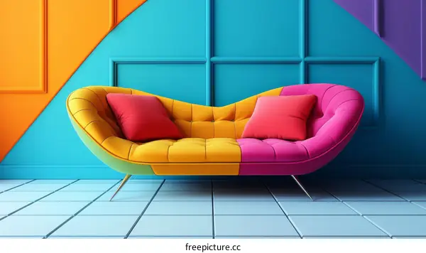 Colorful Modern Sofa in a Vibrant Room