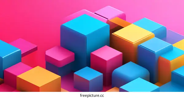 Abstract Colorful 3D Geometric Shapes Background