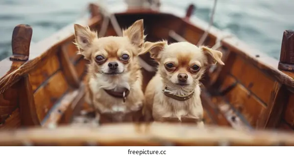 Two Chihuahuas Cruising on a Boat