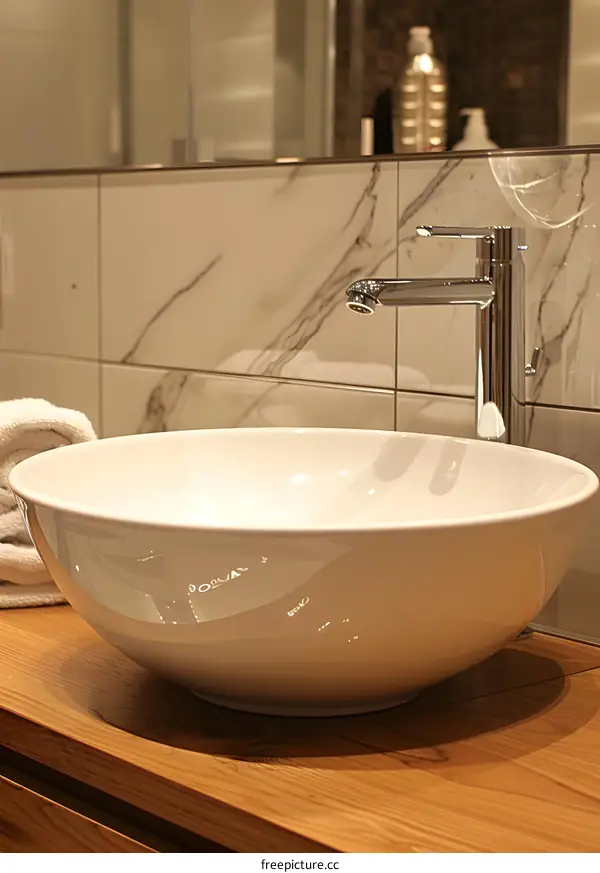 A round ceramic washbasin