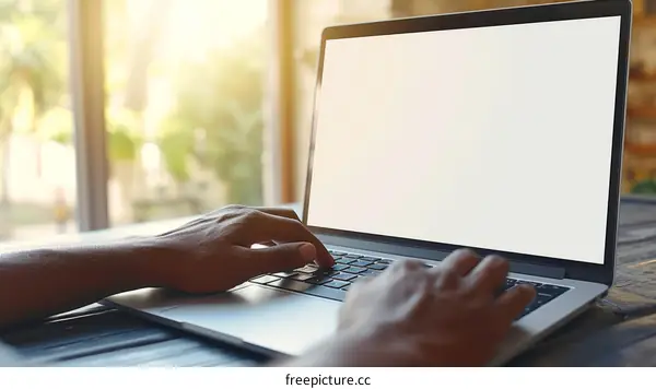 A person using a laptop computer