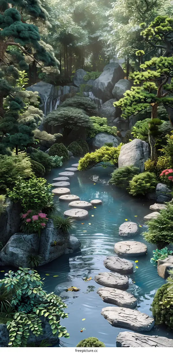 Peaceful Zen Garden with Stone Path