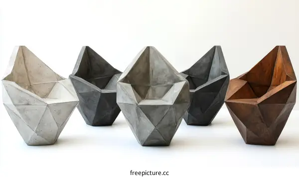 Modern Geometric Concrete Chairs