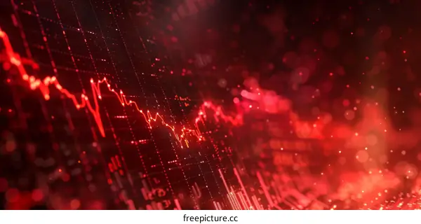 Red glowing stock market graph showing economic recession