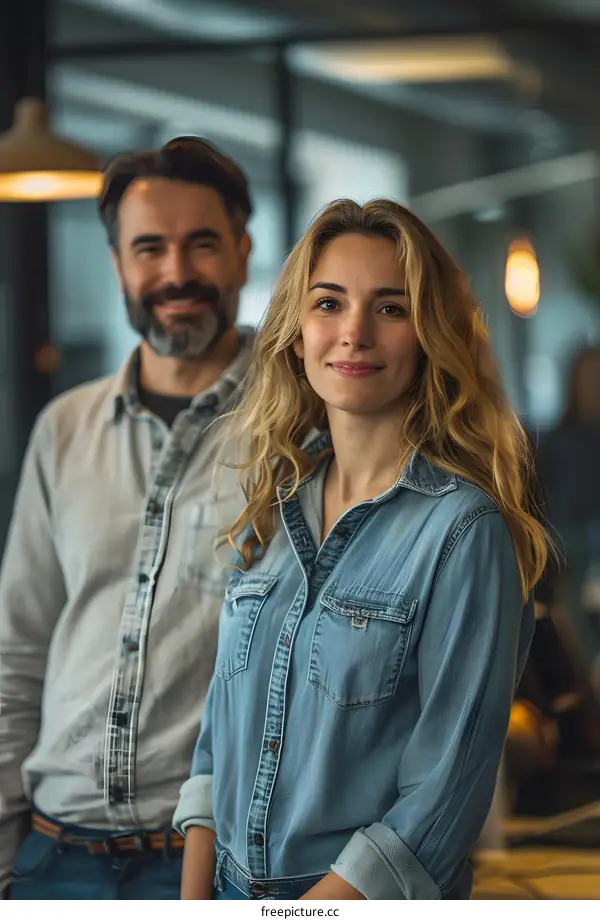 portrait of a man and a woman smiling