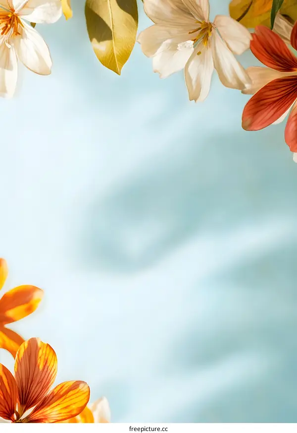Floral Background with White and Orange Flowers