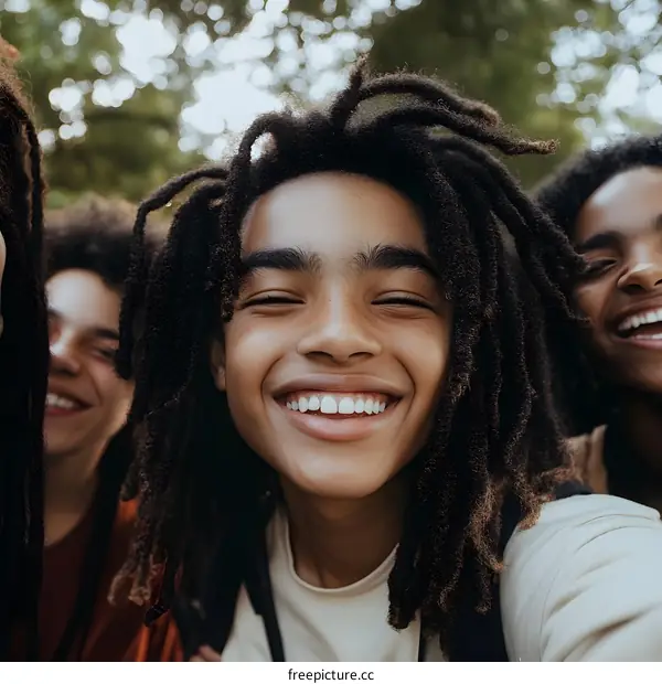 Happy Friends Taking Selfie Outdoors