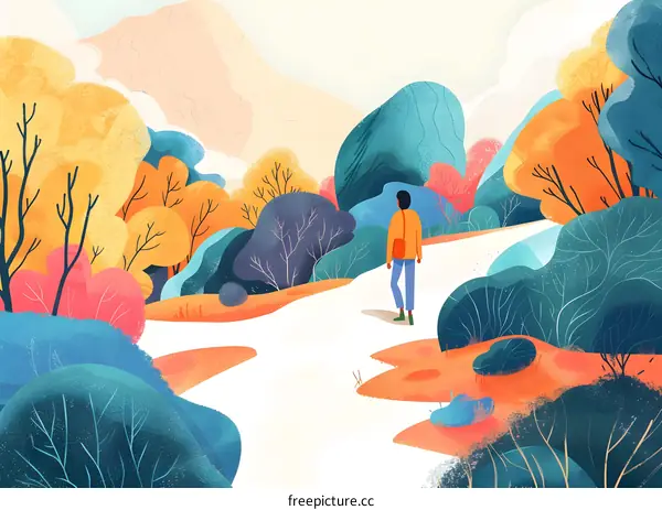 Walking Through Colorful Nature Illustration