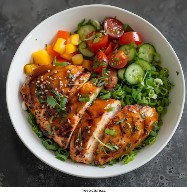 Grilled chicken breast with vegetables