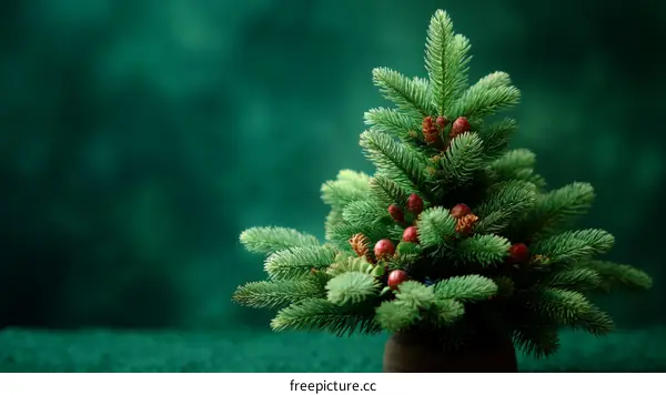 Christmas Tree Decoration on Green Background