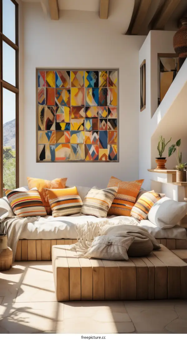 Modern Living Room with Large Painting