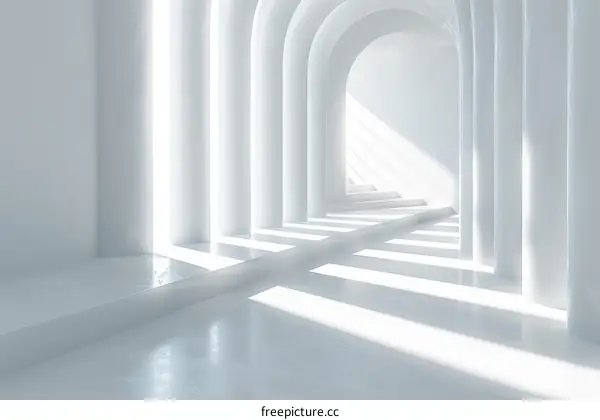 Futuristic White Minimalist Sci-Fi Corridor