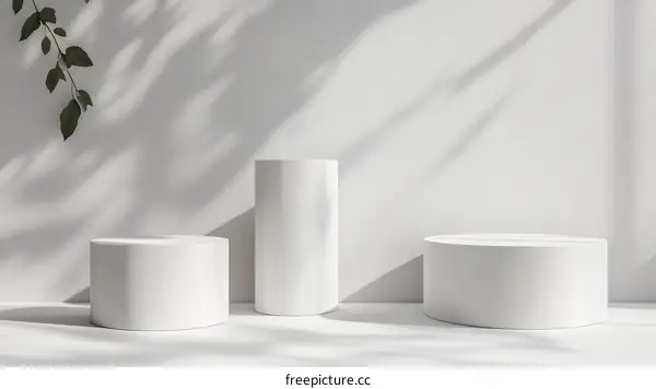 White Display Podiums with Natural Light