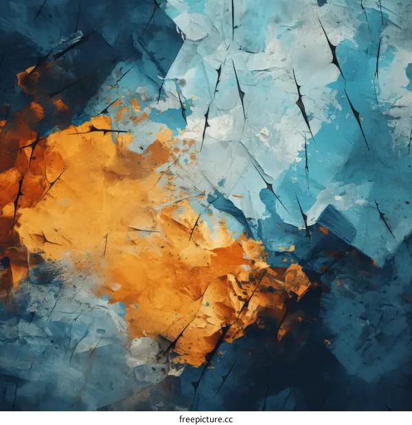 Blue and orange abstract painting