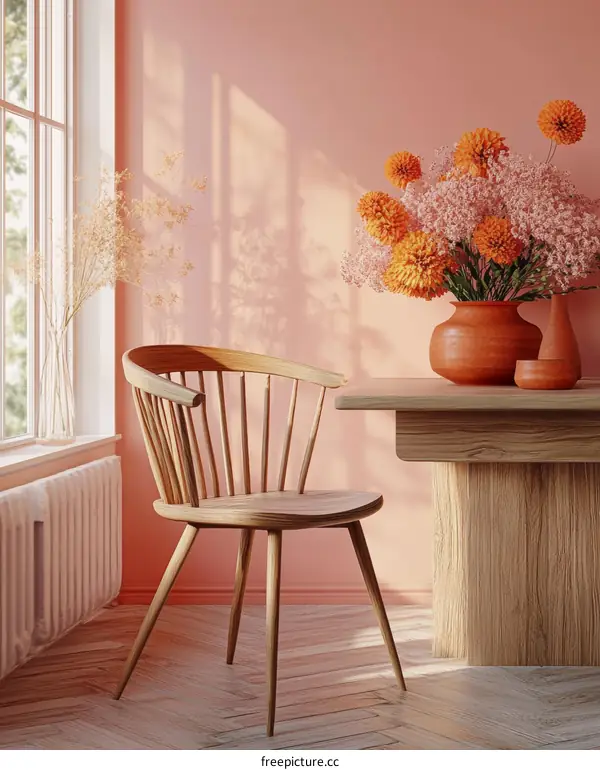 Cozy Dining Room Interior Design with Peachy Walls