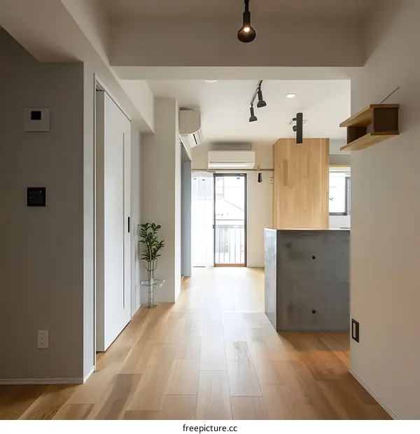 Modern Minimalist Apartment Interior Design With Wooden Flooring