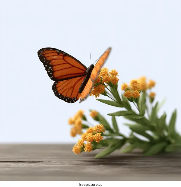 Beautiful Monarch Butterfly on Yellow Flowers