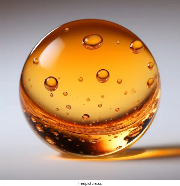 Amber Ball with Water Droplets