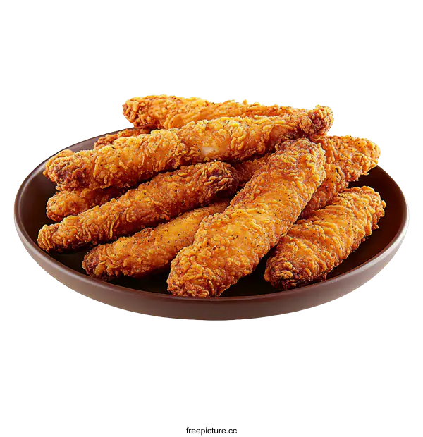 [Transparent Background PNG]Crispy Fried Chicken Tenders on a Plate