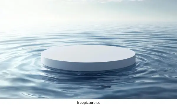 Abstract White Circle Platform on Rippled Water