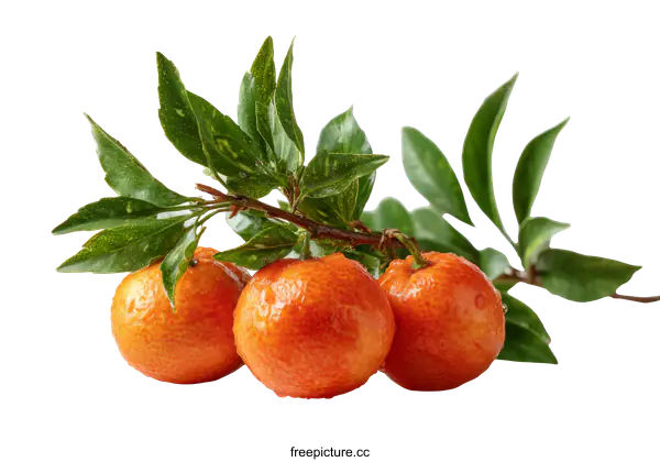[Transparent Background PNG]Fresh Mandarin Oranges on Branch