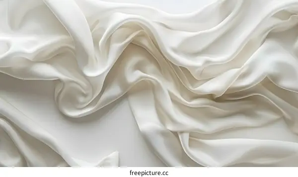 White silk fabric with soft waves flowing across the surface