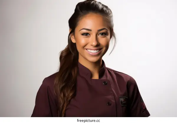 Portrait of a young Hispanic female chef smiling