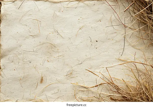 Handmade paper texture with dry grass border