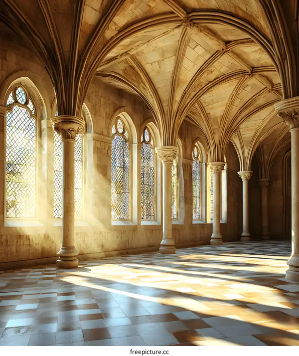 Sunlight Streaming Through Archway in Ancient Building