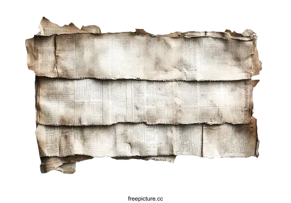 [Transparent Background PNG]Old Damaged Newspaper Texture Background