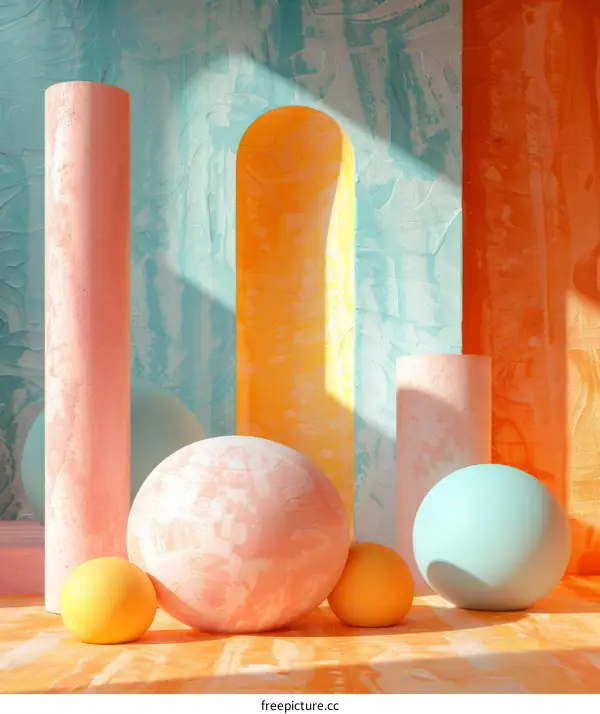 3D rendering of a colorful abstract background with geometric shapes